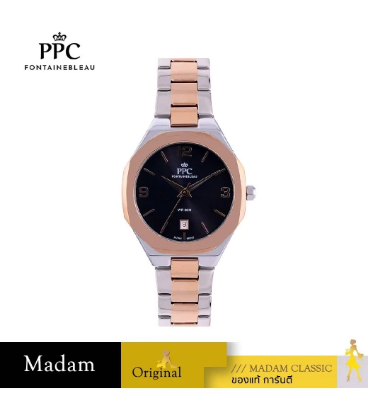 นาฬิกาข้อมือ PPC FONTAINEBLEAU PPC-EE06-SRG-BK JOAN CLASSIC DATE BLACK 36 MM, BLACK