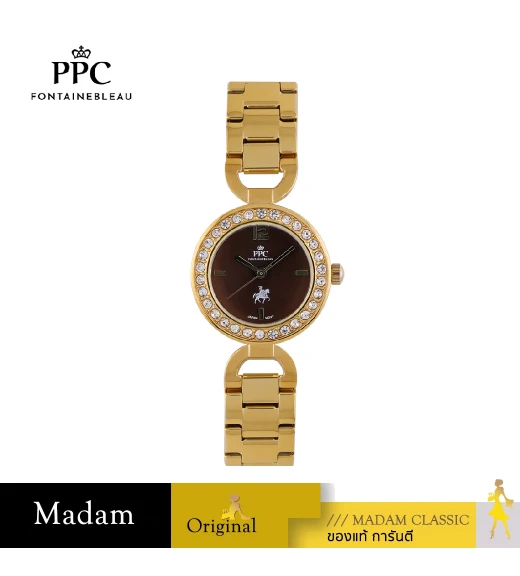 นาฬิกาข้อมือ PPC FONTAINEBLEAU PPC-EF03-GD-BR ÉTOILE MODERN 28 MM,GOLD / BROWN