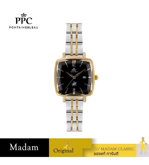 นาฬิกาข้อมือ Paris Polo Club SET-PPC-DF04-SGD-BK  DORÉE LOUVRE DATE SILVER GOLD / BLACK SILVER GOLD / BLACK