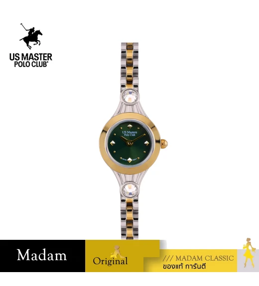 นาฬิกาข้อมือ US MASTERS POLO CLUB USM-EA05-SGD-GN FIRST LADY TIARA 19.3 MM,SILVER GOLD / GREEN