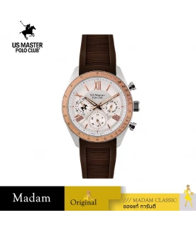 นาฬิกาข้อมือ US MASTERS POLO CLUB USM-EA10-BR-WE ROMAN SPORT DAY DATE 43 MM,BROWN / WHITE