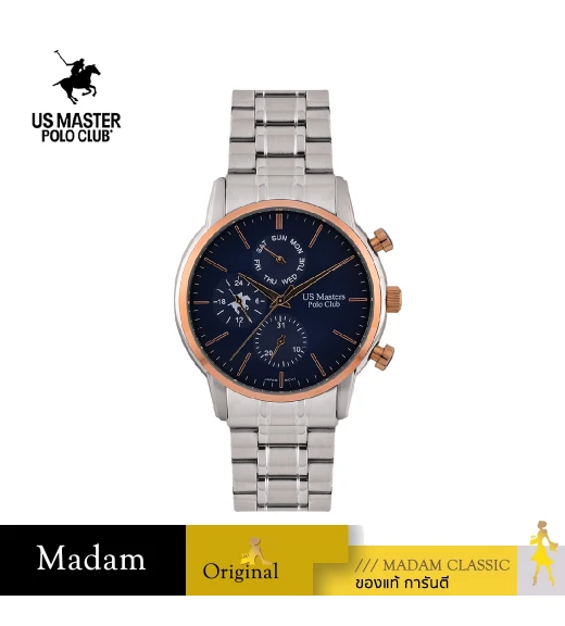 นาฬิกาข้อมือ US MASTERS POLO CLUB USM-EB08-BU SPORT DAY DATE 44 MM,ROSEGOLD / BLUE