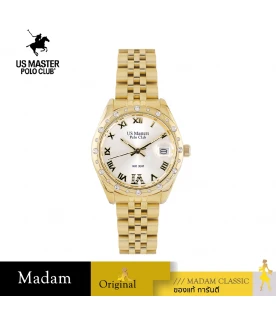 นาฬิกาข้อมือ US MASTERS POLO CLUB USM-EC02-GD-WE NEW YORK CLASSIC ROMAN DATE 33 MM,GOLD / WHITE