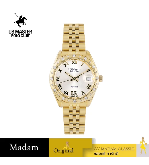 นาฬิกาข้อมือ US MASTERS POLO CLUB USM-EC02-GD-WE NEW YORK CLASSIC ROMAN DATE 33 MM,GOLD / WHITE