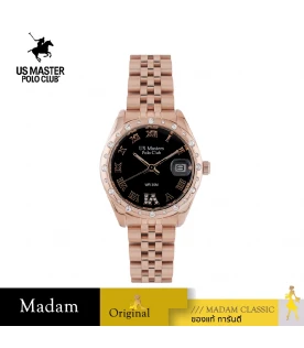 นาฬิกาข้อมือ US MASTERS POLO CLUB USM-EC02-RG-BK NEW YORK CLASSIC ROMAN DATE 33 MM,ROSEGOLD / BLACK