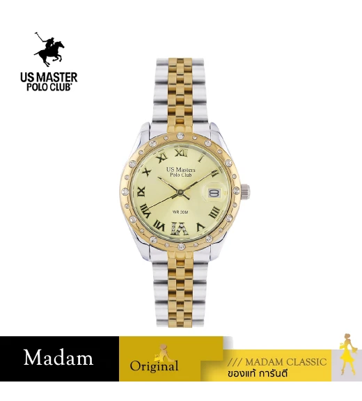 นาฬิกาข้อมือ US MASTERS POLO CLUB USM-EC02-SGD-GD NEW YORK CLASSIC ROMAN DATE 33 MM,SILVER GOLD / GOLD