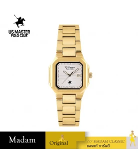 นาฬิกาข้อมือ US MASTERS POLO CLUB USM-EC05-GD-WE TIMES SQUARE MODERN DATE 32 MM,GOLD / WHITE