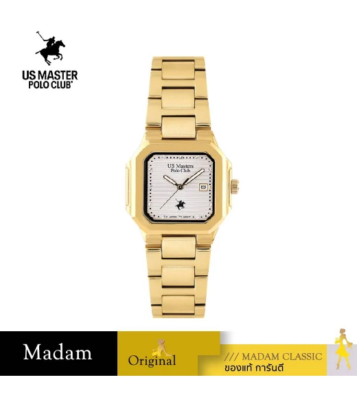 นาฬิกาข้อมือ US MASTERS POLO CLUB USM-EC05-GD-WE TIMES SQUARE MODERN DATE 32 MM,GOLD / WHITE