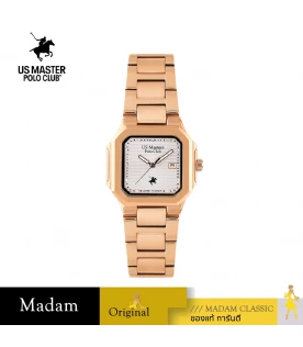 นาฬิกาข้อมือ US MASTERS POLO CLUB USM-EC05-RG-WE TIMES SQUARE MODERN DATE 32 MM,ROSEGOLD / WHITE