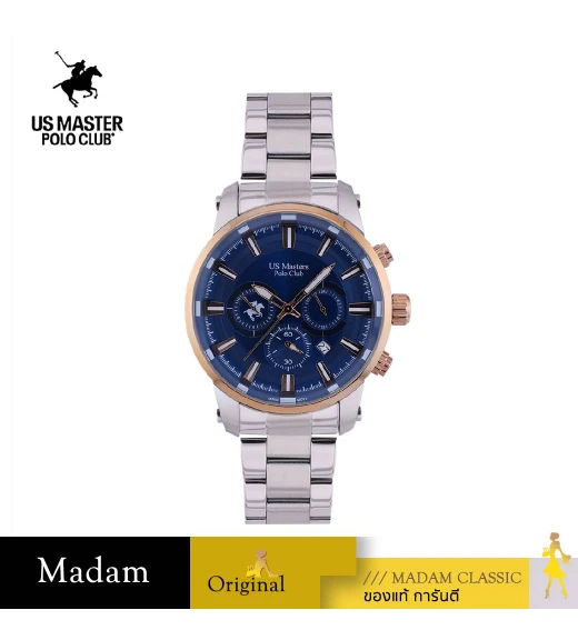 นาฬิกาข้อมือ US MASTERS POLO CLUB USM-EC10-BUR SPEEDKING MODERN 45 MM,BLUE / ROSEGOLD