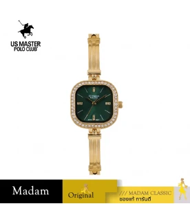 นาฬิกาข้อมือ US MASTERS POLO CLUB USM-EC11-GD-GN FIRST LADY DIAMOND SQUARE 24 MM,GOLD / GREEN
