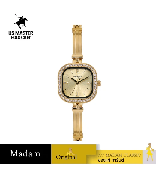 นาฬิกาข้อมือ US MASTERS POLO CLUB USM-EC11-GD FIRST LADY DIAMOND SQUARE 24 MM,GOLD