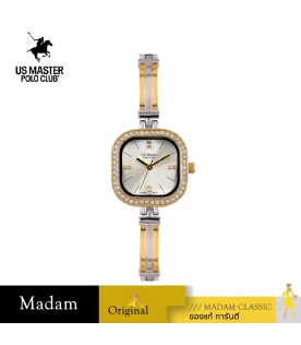 นาฬิกาข้อมือ US MASTERS POLO CLUB USM-EC11-SGD-WE FIRST LADY DIAMOND SQUARE 24 MM,SILVER GOLD / WHITE
