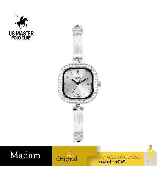 นาฬิกาข้อมือ US MASTERS POLO CLUB USM-EC11-WE FIRST LADY DIAMOND SQUARE 24 MM,WHITE