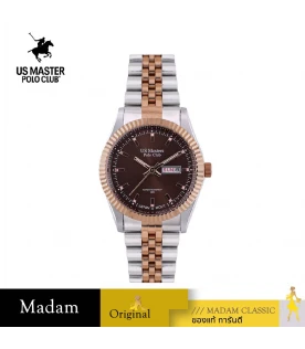 นาฬิกาข้อมือ US MASTERS POLO CLUB USM-EC18-SRG-BR ABRAHAM LADY DAY-DATE 31 MM,SILVER ROSEGOLD / BROWN