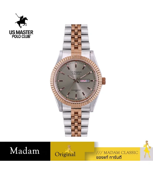 นาฬิกาข้อมือ US MASTERS POLO CLUB USM-EC18-SRG-GY ABRAHAM LADY DAY-DATE 31 MM,SILVER ROSEGOLD / GREY