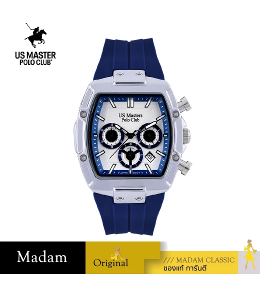 นาฬิกาข้อมือ US MASTERS POLO CLUB USM-ED01-BU-WE RX-1 SPORTS CHRONO DATE 41 MM,BLUE / WHITE