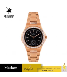 นาฬิกาข้อมือ US MASTERS POLO CLUB USM-ED03-RG-BK THE EMPIRE LADY CRYSTAL 32.5 MM,ROSEGOLD / BLACK