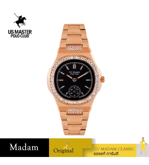 นาฬิกาข้อมือ US MASTERS POLO CLUB USM-ED03-RG-BK THE EMPIRE LADY CRYSTAL 32.5 MM,ROSEGOLD / BLACK