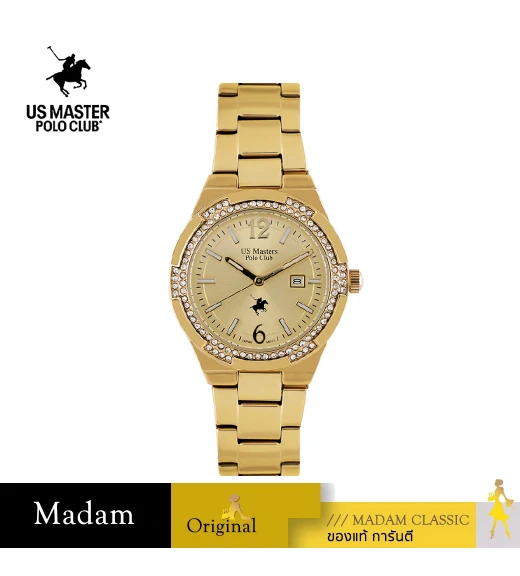 นาฬิกาข้อมือ US MASTERS POLO CLUB USM-EE03-GD FIRST LADY LUXE DIAMOND DATE 33 MM,GOLD