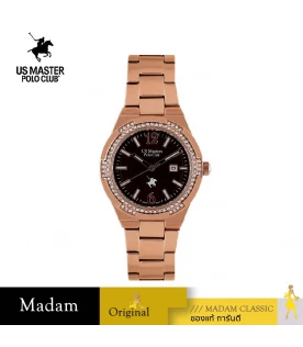 นาฬิกาข้อมือ US MASTERS POLO CLUB USM-EE03-RG-BR FIRST LADY LUXE DIAMOND DATE 33 MM,ROSEGOLD / BROWN