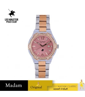 นาฬิกาข้อมือ US MASTERS POLO CLUB USM-EE03-SRG-PK FIRST LADY LUXE DIAMOND DATE 33 MM,SILVER ROSEGOLD / PINK