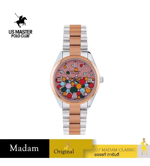 นาฬิกาข้อมือ US MASTERS POLO CLUB USM-EE06-SRG-PK NEW YORK COLOR BALL DATE 31 MM,SILVER ROSEGOLD / PINK