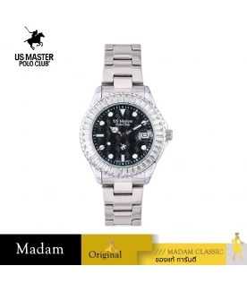นาฬิกาข้อมือ US MASTERS POLO CLUB USM-EF01-BK FRIST LADY HEXAGON CRYSTAL DATE 35 MM,BLACK