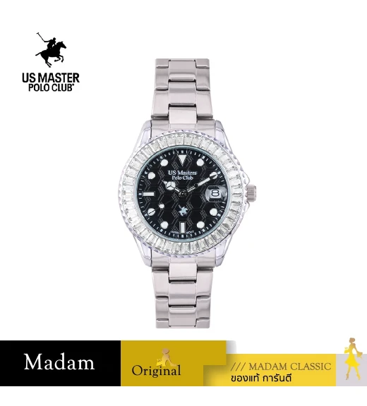 นาฬิกาข้อมือ US MASTERS POLO CLUB USM-EF01-BK FRIST LADY HEXAGON CRYSTAL DATE 35 MM,BLACK