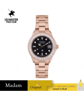 นาฬิกาข้อมือ US MASTERS POLO CLUB USM-EF01-RG-BK FRIST LADY HEXAGON CRYSTAL DATE 35 MM,ROSEGOLD / BLACK