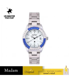 นาฬิกาข้อมือ US MASTERS POLO CLUB USM-EF01-WE FRIST LADY HEXAGON CRYSTAL DATE 35 MM,WHITE