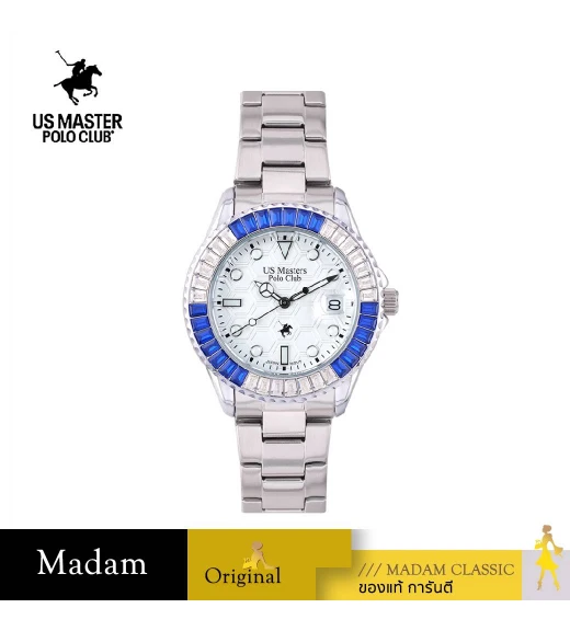 นาฬิกาข้อมือ US MASTERS POLO CLUB USM-EF01-WE FRIST LADY HEXAGON CRYSTAL DATE 35 MM,WHITE